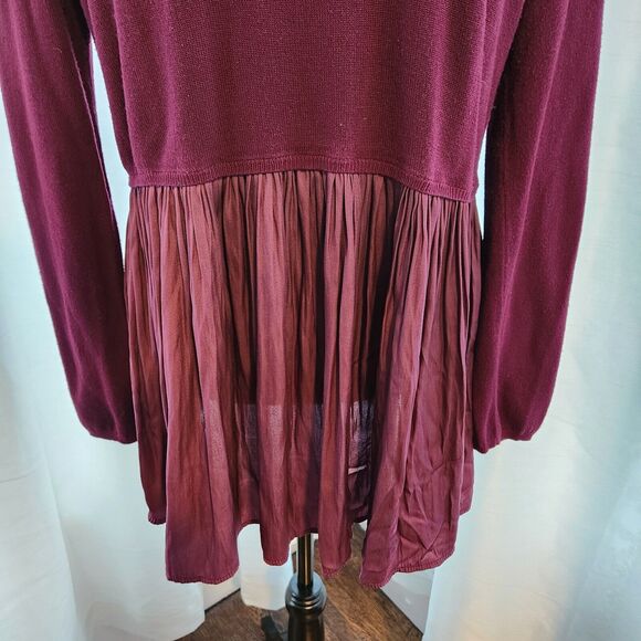 Torrid Womens Size 0 Burgundy Sweater Fit Flare Tunic Sweater Tight Knit Silky - Picture 5 of 11